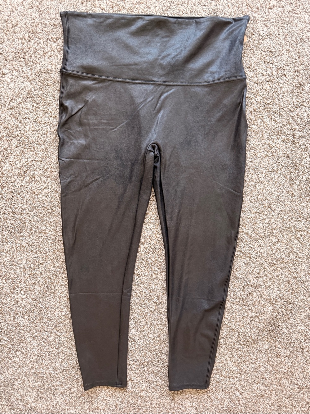 SPANX Black High-Waisted Faux Leather Leggings 3X Petite
